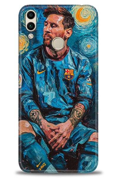 Rulet Aksesuar غطاء متوافق مع هاتف هواوي هونر 8C HD مطبوع + واقي شاشة سيراميك...