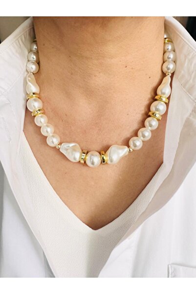 DEVİ fashion قلادة من اللؤلؤ الباروكي 48 سم