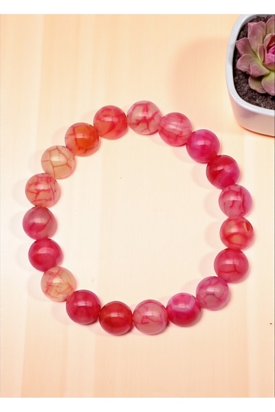 Taş-Mir Agate Natural Stone Bracelet 10 mm Round Cut