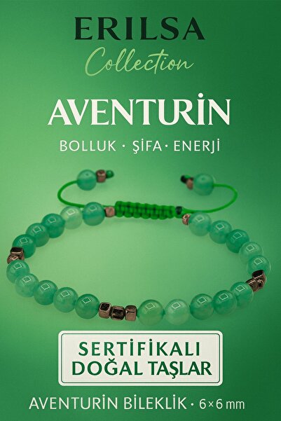 Erilsa سوار من حجر الأفنتورين الطبيعي المعتمد بتقنية التيراهيرتز 6×6 ملم - حج...