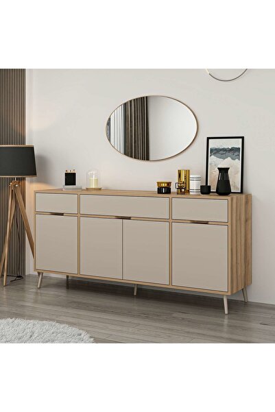 Minar Elina Ayaklı Konsol Aynalı - Dore/Kumtaşı