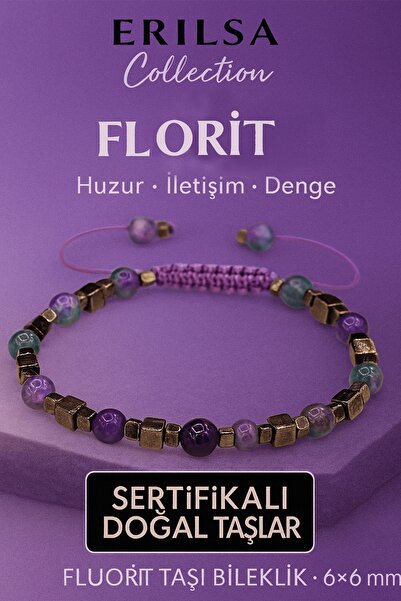 Erilsa سوار من حجر التيراهيرتز الفلوريت الطبيعي المعتمد مقاس 6×6 ملم حجر السل...