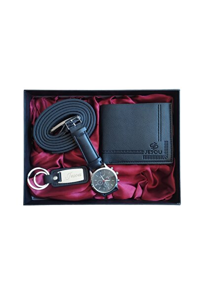 OEM Black set for men consisting of watch, wallet, key chain and belt