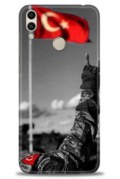 Rulet Aksesuar حافظة متوافقة مع هاتف هواوي هونر 8C HD مطبوع + واقي شاشة سيرام...