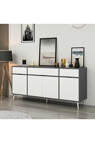 Minar Elina Ayaklı Konsol - Antrasit/Beyaz