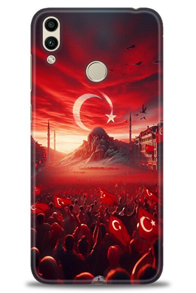 Rulet Aksesuar حافظة متوافقة مع هاتف هواوي هونر 8C HD مطبوع + واقي شاشة سيرام...