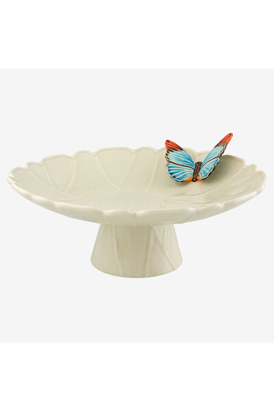 Bordallo Pinheiro Cloudy Butterflies White Ceramic Cake Stand 39 cm