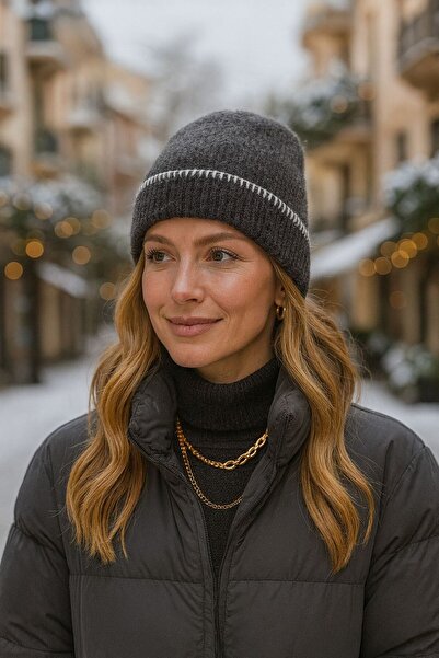 MARBERRY Beretă pentru femei cu cusătură gri