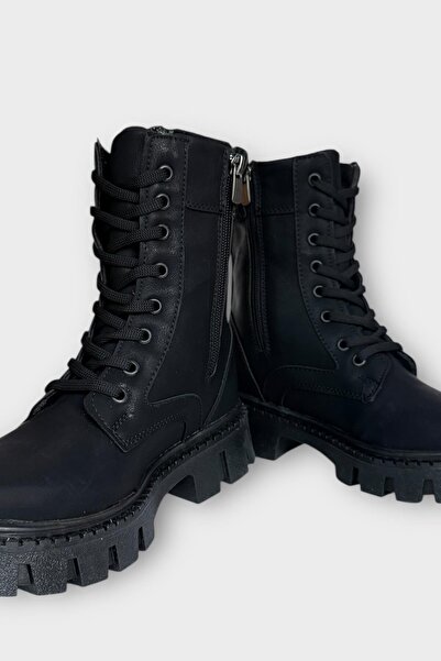 Liger Χειμερινές μακριές γυναικείες μπότες με κορδόνια και φερμουάρ ΜΑΥΡΟ