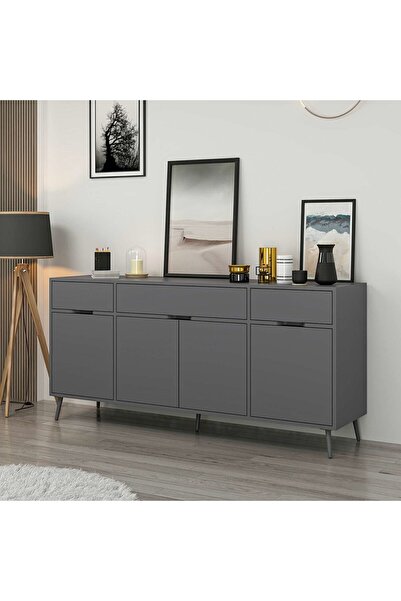 Minar Elina Ayaklı Konsol - Antrasit/Antrasit