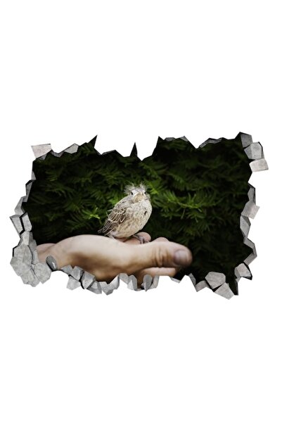 BV Autocolant decorativ, gaură 3D pentru perete, Pasăre, 85 cm, 184STK-1