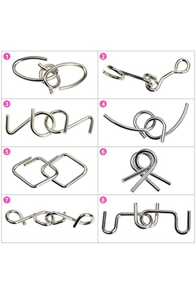 BV Brain Twister puzzle set - 8 metal puzzles for children and teenagers