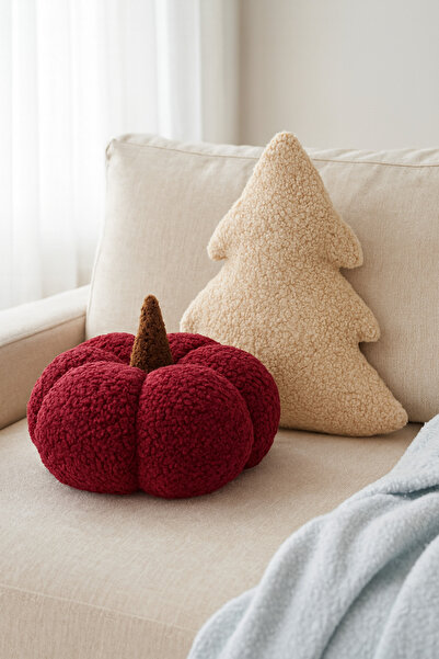 EYPRICH Teddy Decorative Pine Tree and Pumpkin Pillow/Cushion