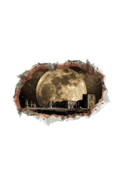 BV Sticker decorativ, Gaura in perete, privire spre luna 85 cm, 146STK-1