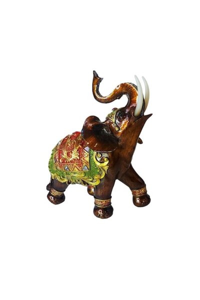 BV Decorative Figurine, Elephant with Trunk Up, Brown, 14 cm
