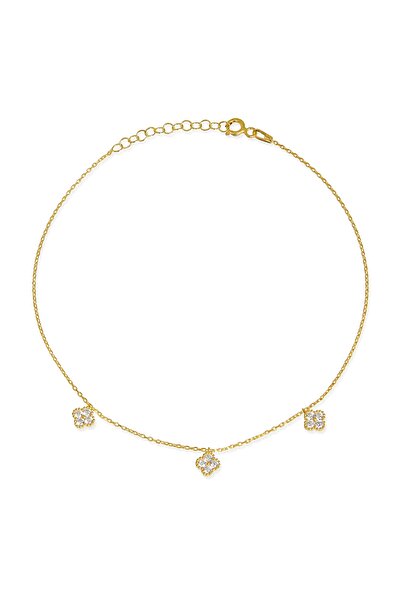 Argentum Concept 18K Altın Kaplamalı 925 Ayar Gümüş Zirkon Taşlı Yoncalar Halhal - 41008802