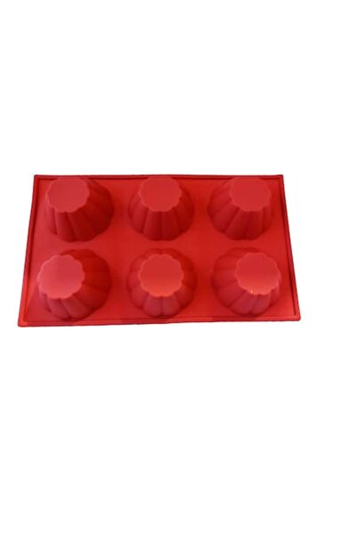 BV Formă de tort din silicon, 6 cavități, Roșu, 148COF