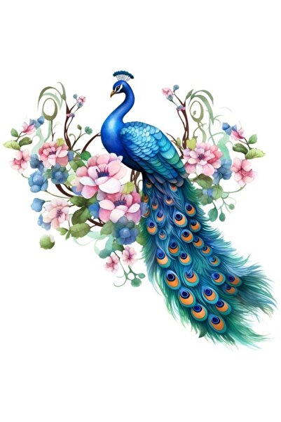 BV Autocolant decorativ - Păun, Albastru, 61 cm