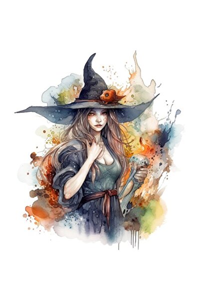 BV Autocolant decorativ - Vrăjitoare, Albastru, 69 cm