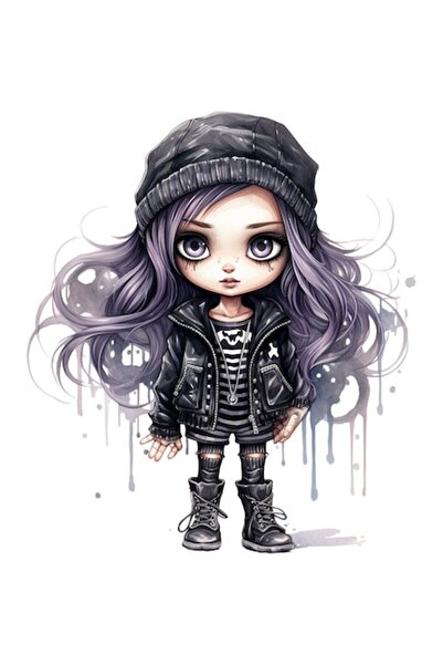 BV Autocolant decorativ „Prințesa Rock”, negru, 68 cm