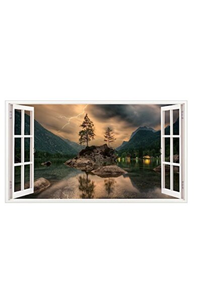 BV Autocolant decorativ, fereastră 3D, lac, 85 cm (542STK)