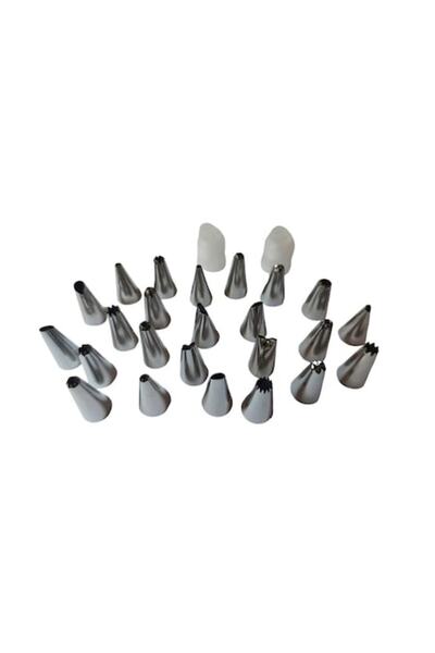 BV Set de 24 de duze din oțel inoxidabil, 2 adaptoare, 1 poș de silicon (447COF)