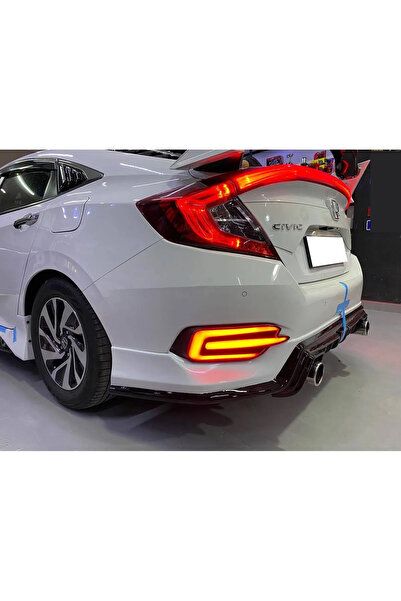 AkmTuning Honda Civic Fc5 Mugen Arka Ek Difüzör Siyah Plastik 2016 2017 2018 2019 Arka-difizör-bodykit-ek