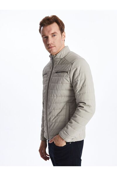 LC Waikiki Ανδρικό δερμάτινο παλτό LCWAIKIKI Classic Standard Fit Stand γιακά