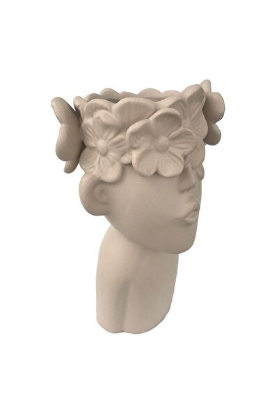 BV Decorative vase, Child bust with flowers, 23 cm, Cream, 467H-3