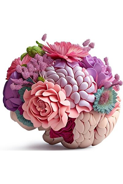 BV Autocolant decorativ - Creier cu flori, multicolor, 62 cm