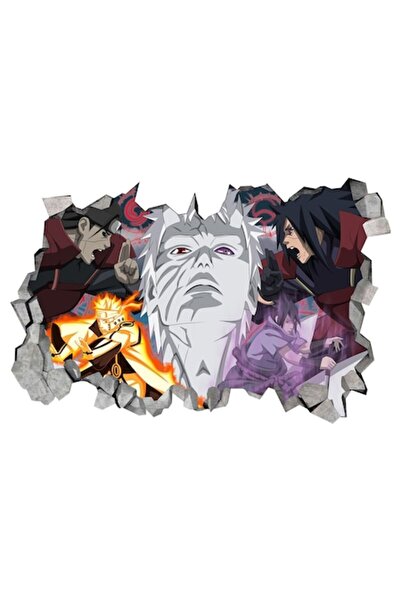 BV Autocolant decorativ 3D cu gaură în perete, Uchiha-Uzumaki, 85 cm
