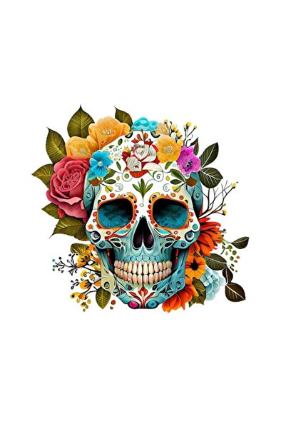 BV Autocolant decorativ, Craniu de zahăr, Multicolor, 60 x 64 cm