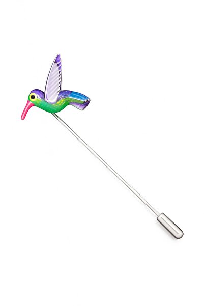 6AM Ceremony Broșă de rever din argint cu colibri colorat