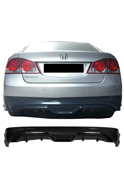 AkmTuning Honda Civic FD6 Custom Arka Ek Difüzör Siyah Plastik Çıkışsız 2006-...