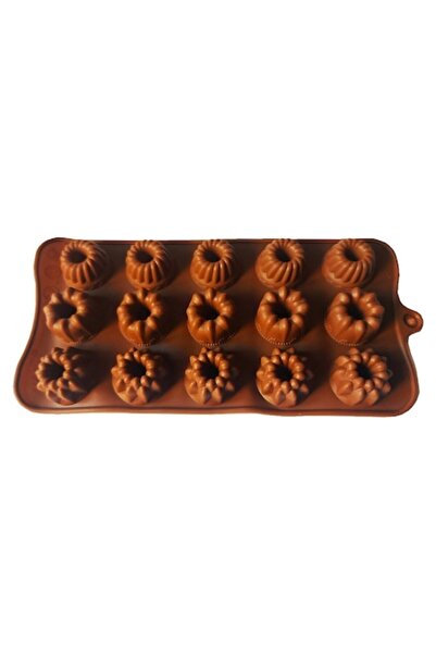 BV Formă de silicon pentru bomboane, 15 cavități, forme asortate, maro, 21 cm...