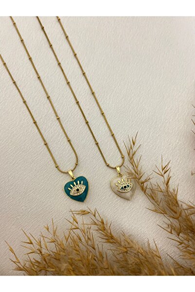 stainless steell قلادة من الفولاذ على شكل قلب مع تفاصيل العين