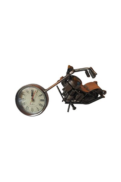 BV Decorative clock in the shape of a motorcycle, Brown, 19 cm, 356-12D