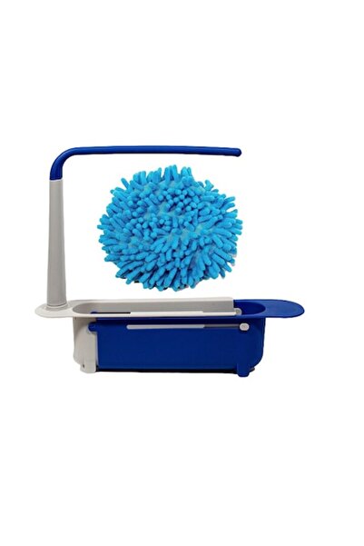 OEM Set organizator chiuvetă extensibil cu lavetă, plastic/microfibră, alb/al...