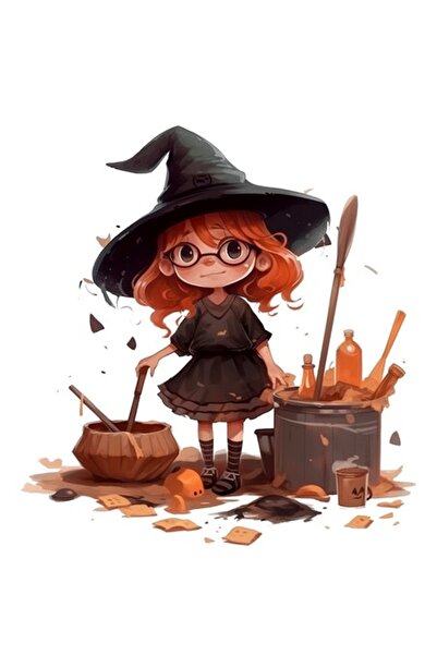 BV Decorative sticker, Little Witch, Orange, 66 cm, 1263STK-4