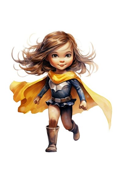 BV Autocolant decorativ Fată supereroină, galben, 70 cm