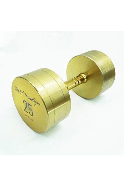 YALLA HomeGym دمبل دائري فاخر مطلي بالذهب، وزن 25 كجم، إصدار حصري، للتدريب والهدايا والعرض