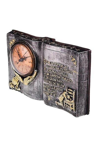 BV Table clock, book-shaped with religious quote, 24 cm, 1692H