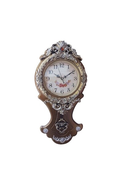 BV Wall clock with pendulum, Flowers, Silent, 70 cm (T2503-2)