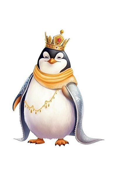 BV Autocolant decorativ, Pinguin rege, Alb, 76 cm