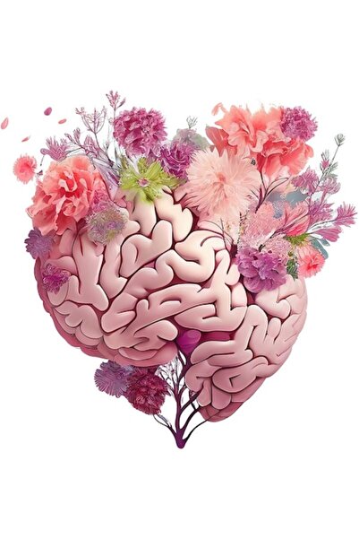 BV Autocolant decorativ, Creier cu flori, roz, 60 cm