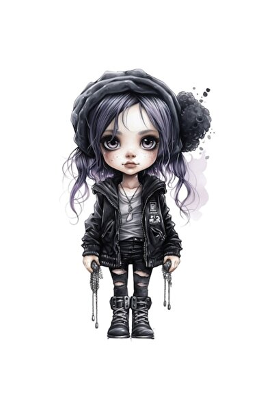 BV Autocolant decorativ „Prințesa Rock”, negru, 90 cm