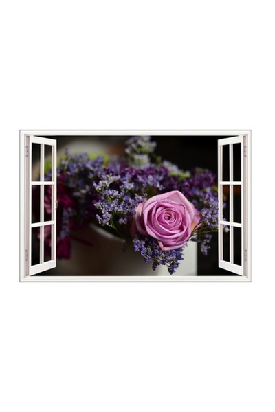 BV Autocolant decorativ, fereastră 3D, trandafir, 85 cm, 405STK