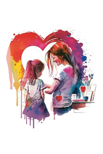 BV Autocolant decorativ Mamă și copil, roșu, 68 cm