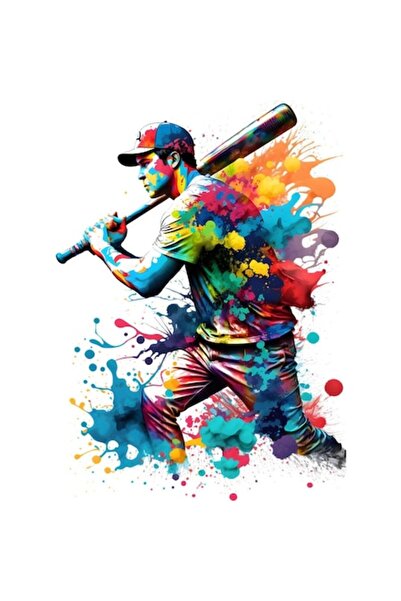 BV Autocolant decorativ, Jucător de baseball, turcoaz, 82 cm