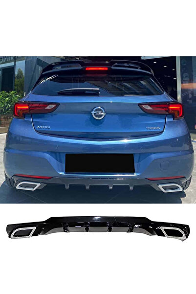 AkmTuning Opel Astra K Sport Difüzör Parlak Siyah Plastik Egzoz Görünüm 2015-...